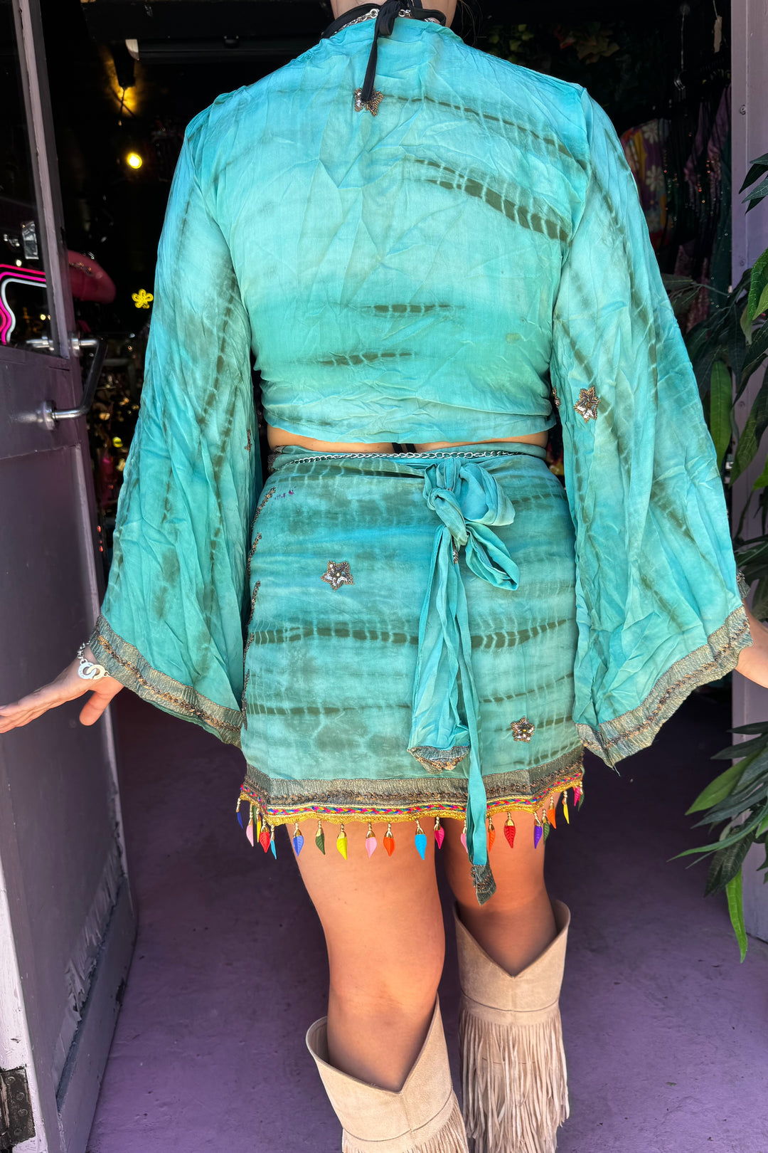 Sky Skirt Bell Sleeve Set