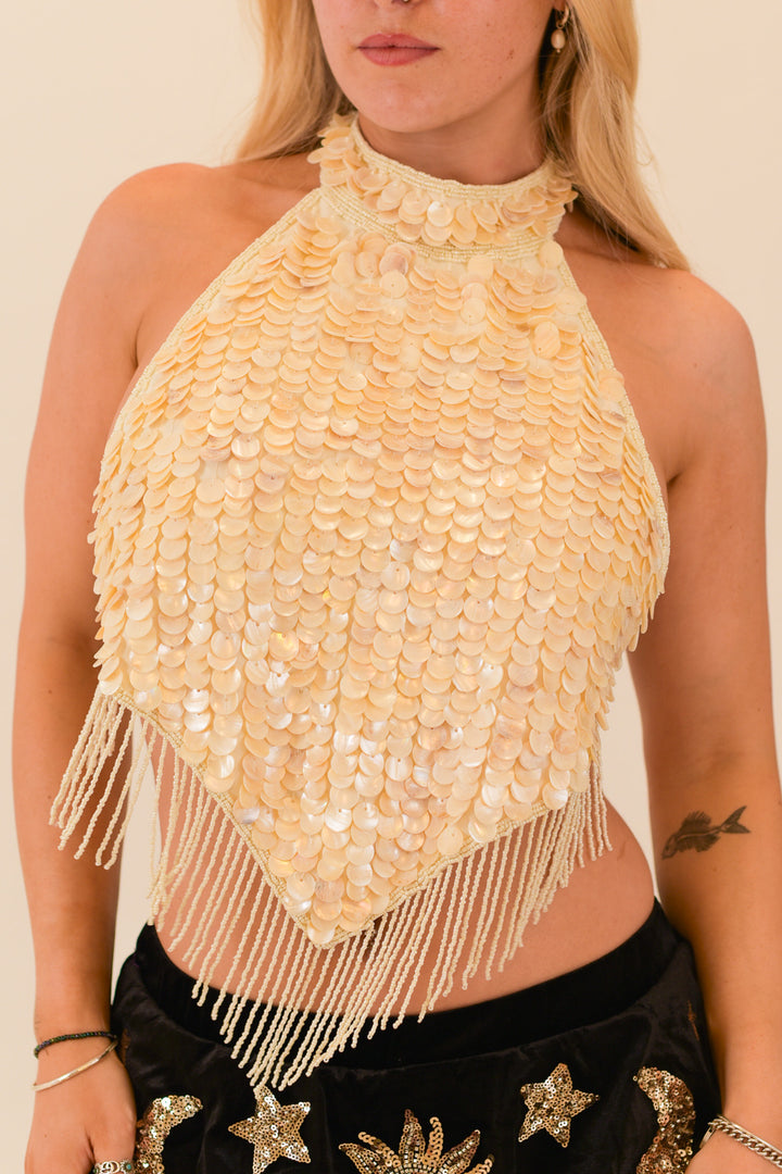 Oceana Cream Shell Top